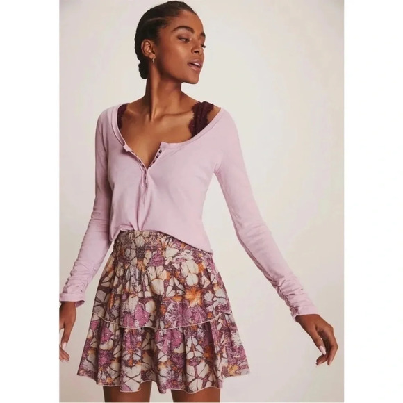 Anthropologie Tops - Anthropologie Pilcro Linen Blend Henley in Lilac Size S